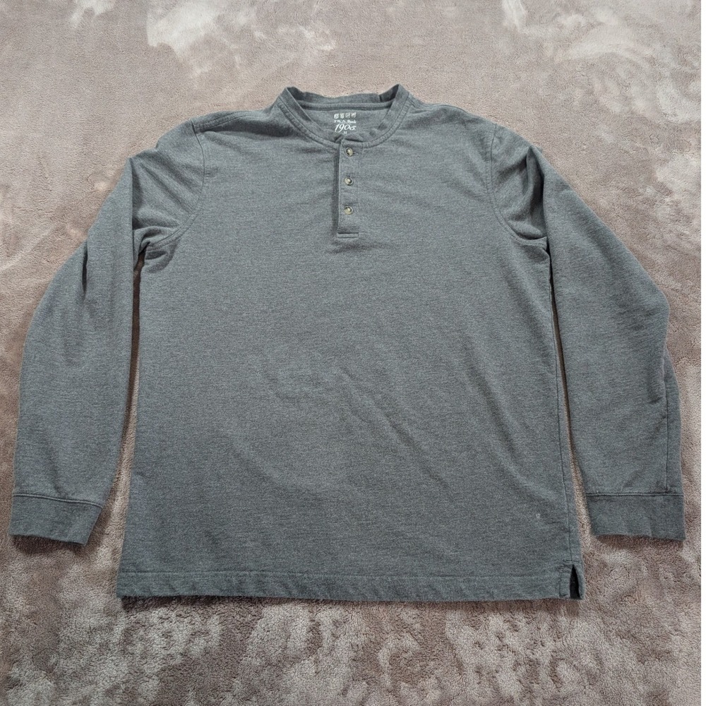 Jos. A. Bank 1905 Mens Gray Cotton Henley Shirt Tailored Fit Long Sleeve Medium